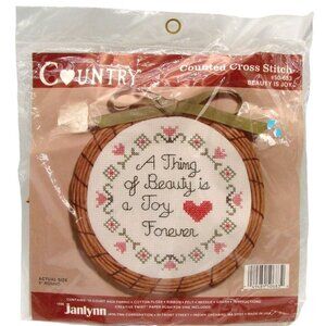 NEW Janlynn Counted Cross Stitch Kit A Thing Of Beauty Is A Joy Forever 5" Round